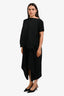 Balenciaga Black Draped Pleated Short Sleeve Long Dress Size 42