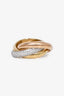 Cartier 18K Yellow/Rose Gold Pavé Diamond Trinity Ring Classic Model Size 51 6