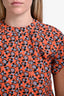 Marni Orange/Blue Floral Short Sleeve Top Size 40