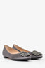 Manolo Blahnik Grey Satin Crystal Embellished Hangisi Flats Size 35.5