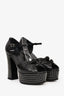 Saint Laurent Black Leather Studded Platform 'Candy' Heels Size 38