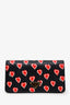 Prada Black Saffiano Heart Print Mini Wallet on Chain