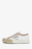 Prada White/Beige Canvas Gabardine Logo Sneakers Size 35