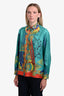 Versace Collection Turquoise Printed Silk Shirt Size 44