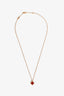 Van Cleef & Arpels 18k Rose Gold Carnelian Sweet Alhambra Pendant Necklace