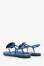 Pre-loved Chanel™ Blue Leather Camellia Sandals Size 37