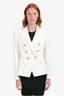 Balmain White Wool Double Breasted Blazer Size 38