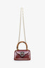 Gucci Red Leather 'Thiara' Bamboo Top Handle Bag With Chain