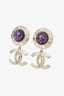 Pre-loved Chanel™ 21K Gold Tone Purple Brass Round CC Drop Earrings