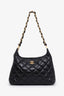 Pre-loved Chanel™ 24A Black Shiny Crumpled Lambskin Quilted Medium CC Funky Town Hobo