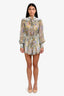 Zimmermann Blue/Purple Silk Long Sleeve Belted Romper Size 0