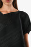 Pleats Please By Issey Miyake Black Pleated Short Sleeve Top Size 3
