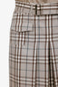 Burberry Grey/White Nova Check Wool Belted Midi Skirt Size 6