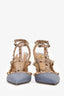 Valentino Blue/Mauve Leather Rockstud Cage Heels Size 39
