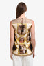 Burberry Brown/Yellow Silk Montage Short Sleeve Top Size 4
