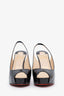 Christian Louboutin Black Patent Leather Peep Toe Slingback Heels Size 36.5