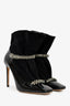 Jimmy Choo Black Patent Leather and Suede Crystal Detail Muruxa Ankle Boots Size 39