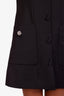 Prada Black Satin Wool Collared Crystal Embellished Mini Dress Size 36