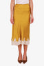 Doen Yellow Silk Lace Midi Skirt Size XXL