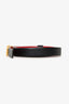 Valentino Black/Red Leather Gold VLogo Buckle Reversible Belt