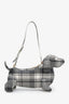 Thom Browne Grey/White Plaid Leather 'Hector' Shoulder Bag