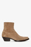 Saint Laurent Beige Suede Western Ankle Boot Size 41 Men's