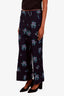 Gucci Navy Floral Jacquard Embroidered Hem Trousers Size 44
