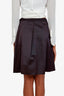 Jil Sander Navy Silk Pleated Mini Skirt Size 34