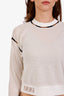 Fendi White/Beige Mesh Striped Trim Sweater with Slip Size 38