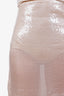 A.W.A.K.E Mode Ivory Sequin Slit Sheer Midi Skirt Size 36