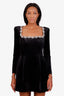Nadine Merabi Black Velvet 'Kimberly' Mini Dress Size 6