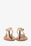 Louis Vuitton Monogram Thong Gold Leather Strap Sandals Size 36