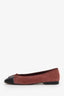 Pre-loved Chanel™ Pink Corduroy Cap Toe CC Ballet Flats Size 37.5