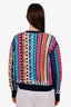 Pre-Loved Chanel™ 21K Multicolour Cashmere Striped Rainbow Letter Logo CC Cardigan Size 42