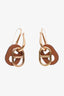 Hermès Gold Tone Leather O'Maillon Earrings