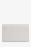Saint Laurent Cream Leather Chevron Envelope Wallet on Chain