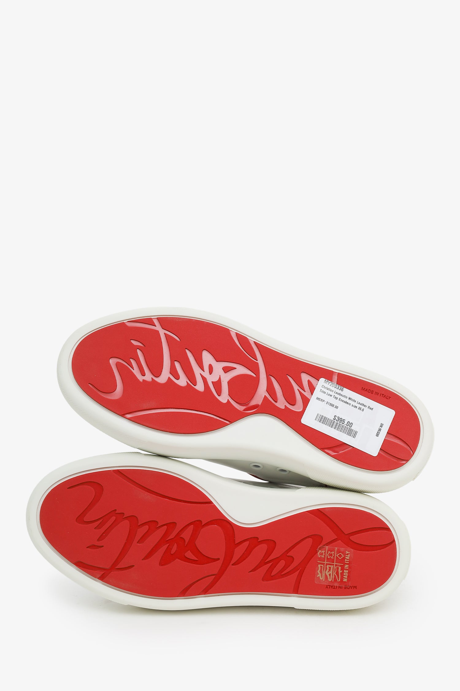 Christian Louboutin White Leather Red Trim Low Top Sneakers Size