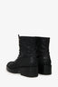 Pre-Loved Chanel™ 2022 Black Glitter Accents CC Logo Combat Boots Size 38