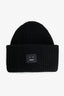 Acne Studios Black Wool Embroidered Face Logo Ribbed Beanie