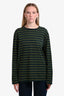 Miu Miu 2024 Green/Yellow Striped Logo Long Sleeve T-shirt Size S