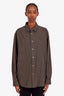 Acne Studios Green Striped Sarow Short Sleeve Poplin Shirt Size 42