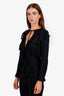 Saint Laurent Paris Black Tassel Embellished Long Sleeve Top Size 34