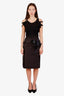 Dolce & Gabbana Black Silk Sequin Bow Midi Skirt Size 40