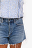 Agolde Light Denim Medium Wash Blue Frayed Denim Shorts Size 26