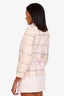 Courreges Cream/Purple Wool Plaid Double Breasted Blazer Size M