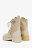 Prada Beige Re-Nylon Metal Triangle Logo 50mm Combat Boots Size 35.5