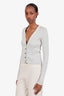 Brunello Cucinelli Silver Glitter Silk Button Up Cardigan Size M