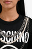 Moschino Black Logo Printed Chain Detail Crewneck Sweater Size 6