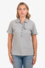 Burberry Grey Cotton Nova Check Collared Short Sleeve Polo Size XL with Buckle Detailing