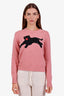 Gucci Pink Wool Beaded Tiger Sweater Size S